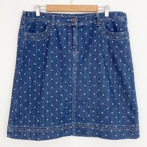 Boden Polka Dots Denim A-line Skirt Size 14R